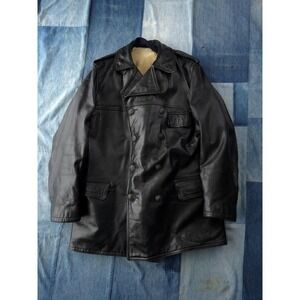 Vintage 1940s Score Horsehide Leather Police Jacket Black Sheep Lined Canada L
